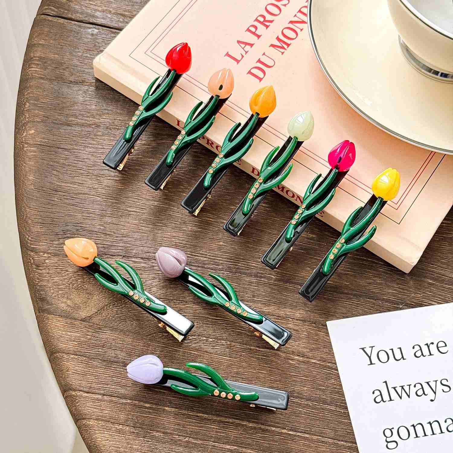 Acetate Colorful Tulip Clips No Bend Hairpins