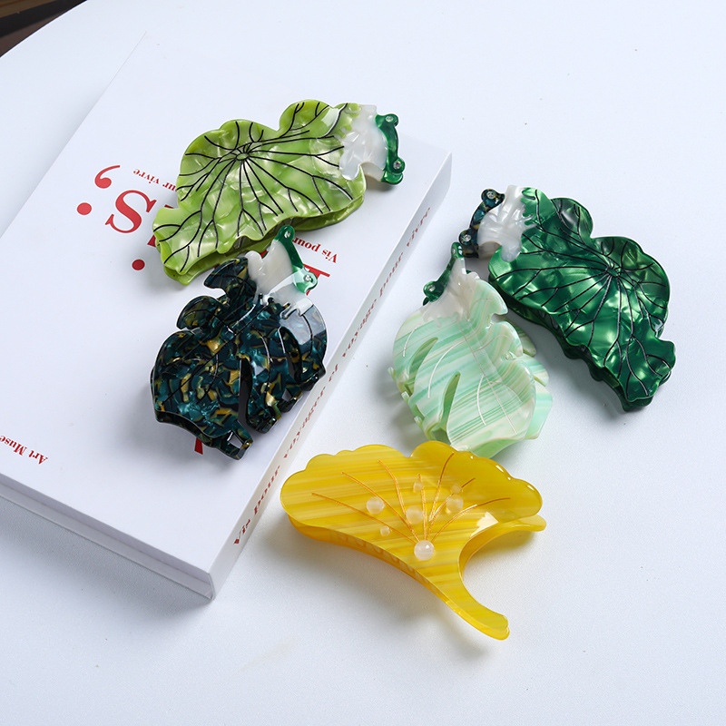 Acetate Frog Hair clips Lotus Leaf Ginkgo Leaf Hair Claw