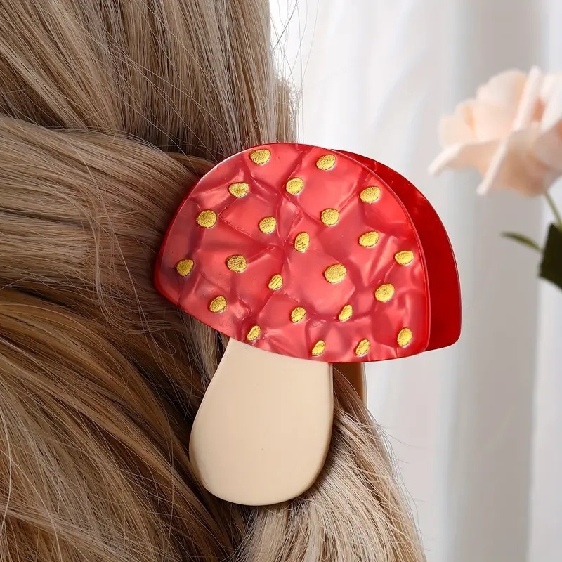 Acetate Mushroom Fruit Hair Claw Clips for Thin & Thick Hair