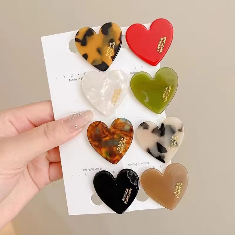 Acetate Student Simple Heart Hairpins Hair Clip