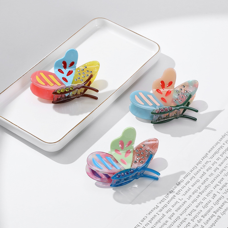 Colorful Butterfly Cellulose Acetate Hair Clips Hair Jaw Clips Hair Accessories for Women Girls