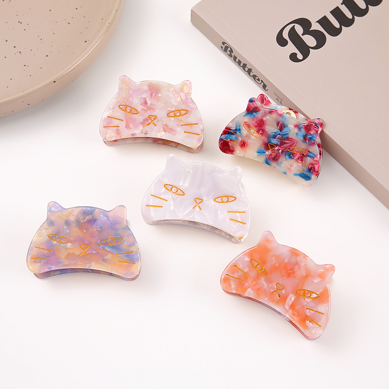 Cute Cat Cellulose Acetate Hair Clips Hair Jaw Clips Hair Accessories for Women Girls