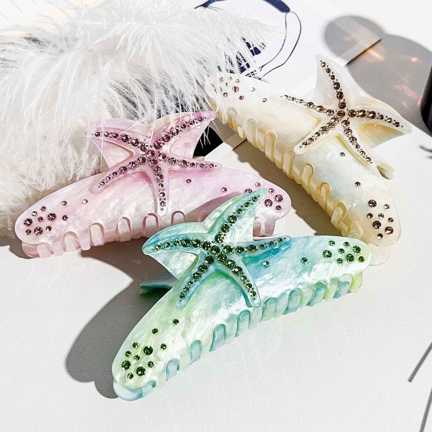 Factory Wholesale Fashion Acetate Star Hair Claw 11.5 CM Summer Starfish Hair Clip for Women Girls Thick Hair Factory Wholesale Fashion Acetate Star Hair Claw 11.5 CM Summer Starfish Hair Clip for Women Girls Thick Hair