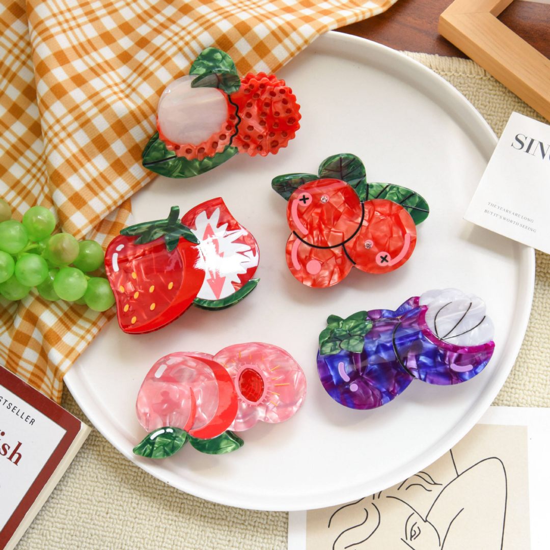 Fashion New Sweet Lychee Eco-Friendly Custom Logo Multi-Fruits 10cm Acetate Hair Claw Clips for Women Girls Accessories Fashion New Sweet Lychee Eco-Friendly Custom Logo Multi-Fruits 10cm Acetate Hair Claw Clips for Women Girls Accessories