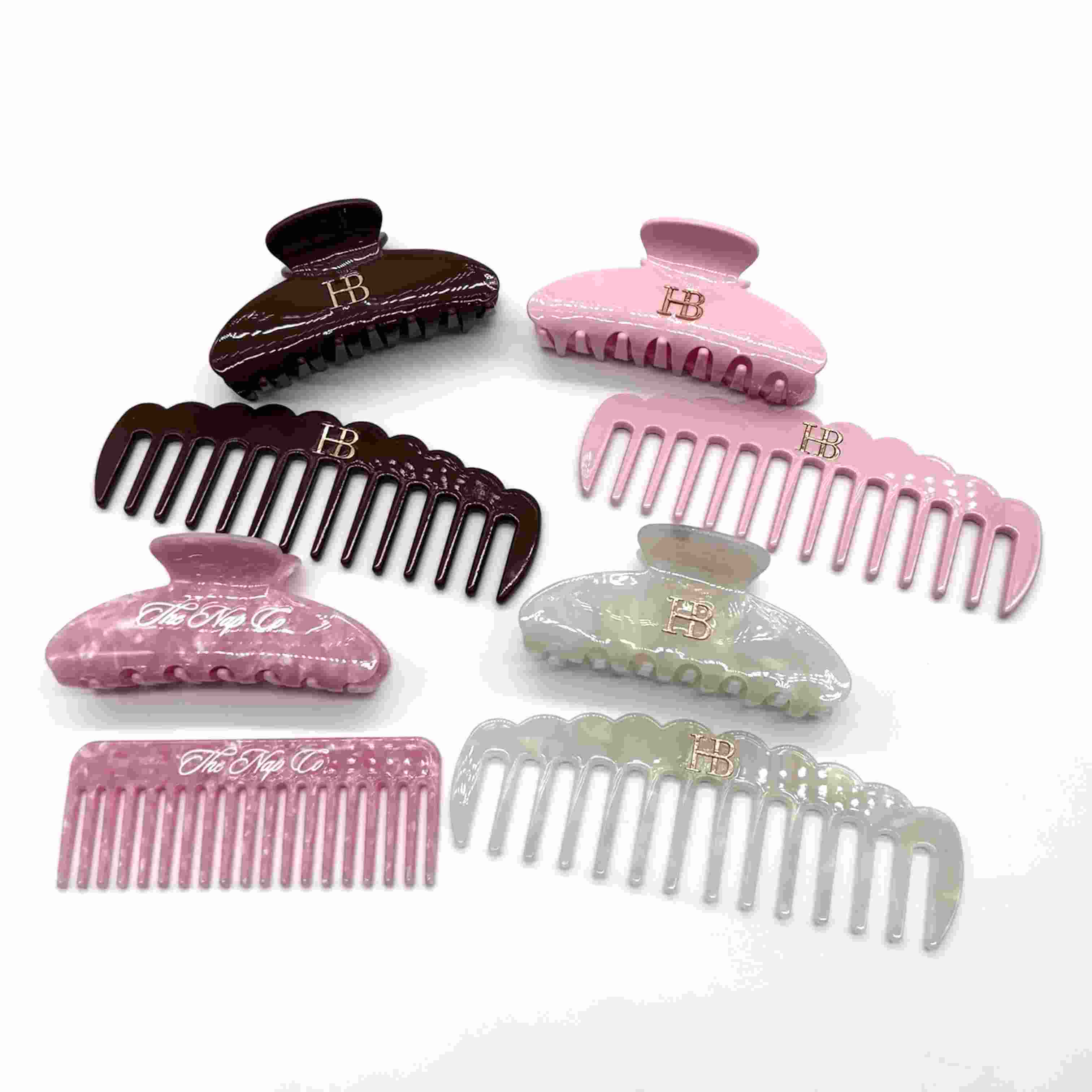 Fashion Women Personalized Hair Accessories Custom Logo Acetate Hair Claw Clip & Comb Set for Salon and Hair Care Fashion Women Personalized Hair Accessories Custom Logo Acetate Hair Claw Clip & Comb Set for Salon and Hair Care