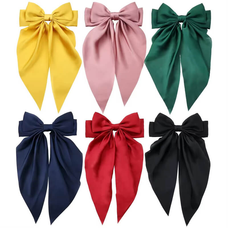 Girls Bow Knot Hair Clip Ribbon Hairpins Satin Hair Clips