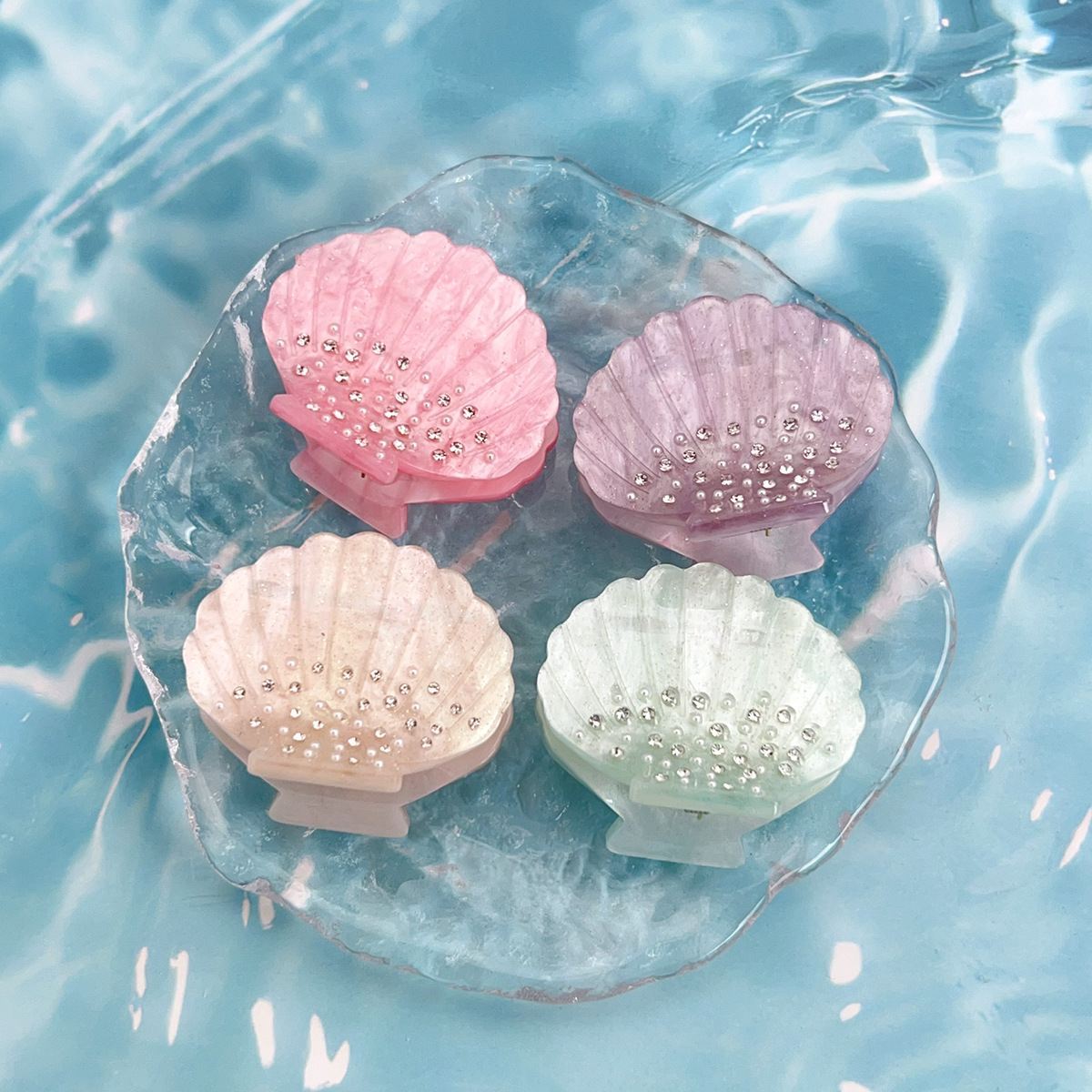 Glitter Luxury Crystal Rhinestone White Acetate Hair Claw Sea Shell Jewellery Small Hair Claw Clips Hair Accessories for Women Glitter Luxury Crystal Rhinestone White Acetate Hair Claw Sea Shell Jewellery Small Hair Claw Clips Hair Accessories for Women