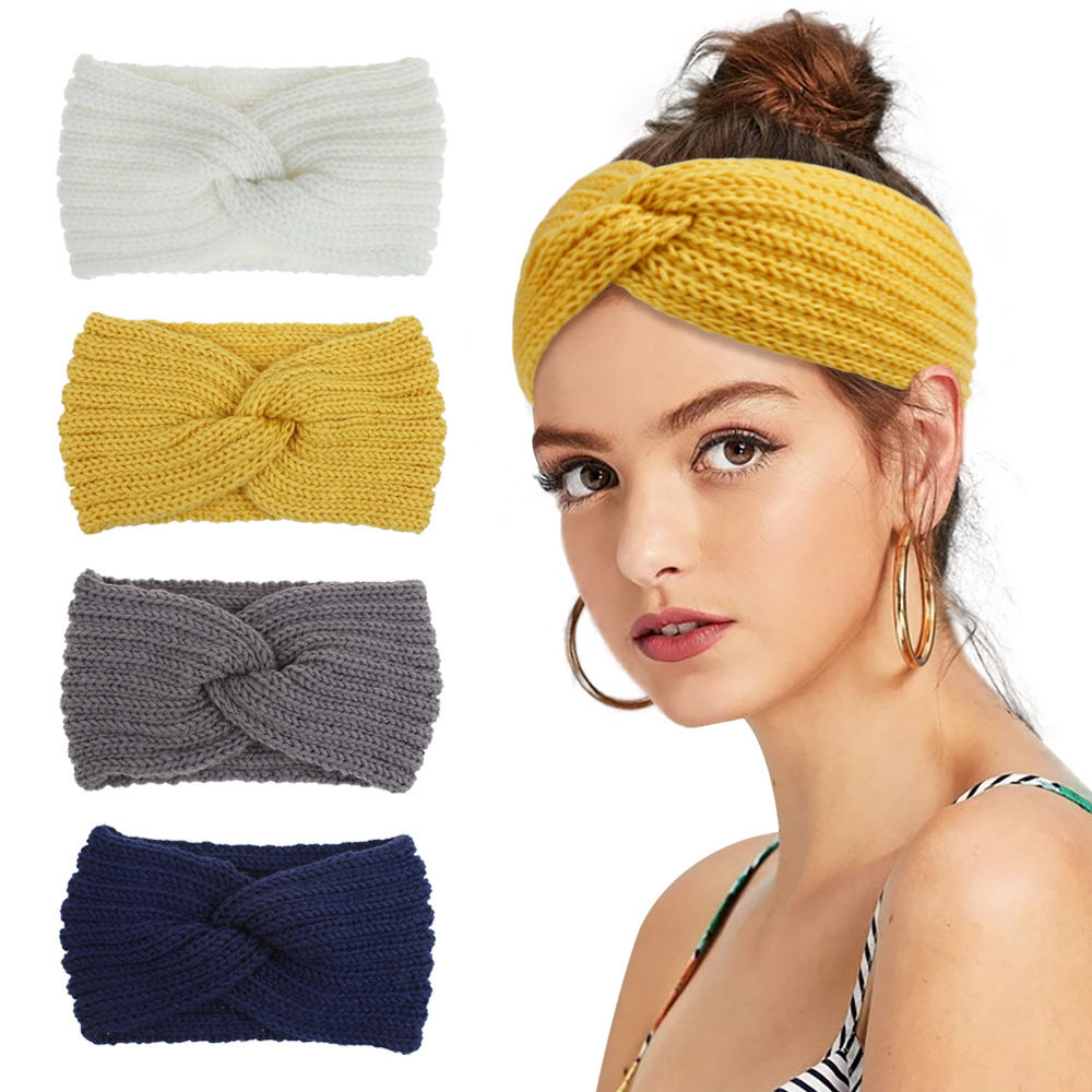 High quality women girls headband knitted head wraps crochet hair bands