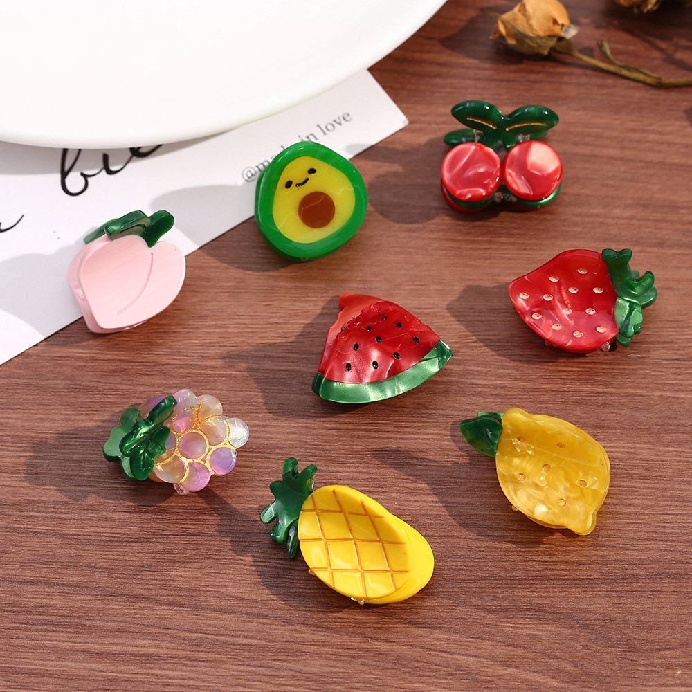 Mini Acetate Fruits Hair Clips Funny Hair Accessories for Women Girls