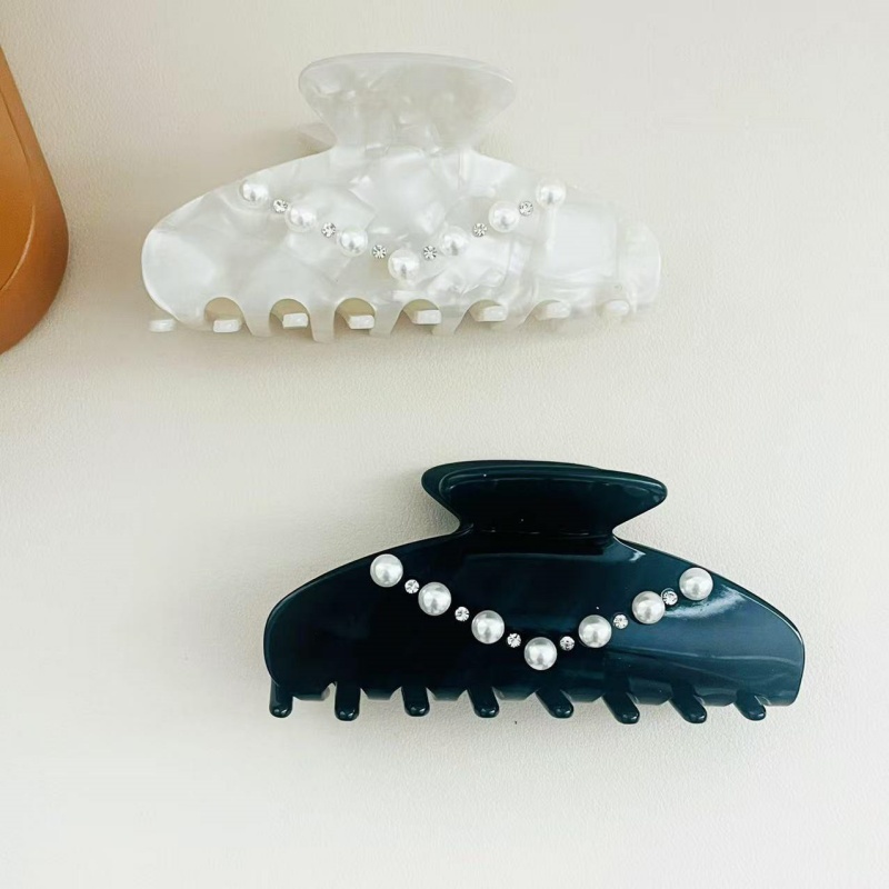 New Fashion Korean Eco-Friendly Custom Logo Pearls Rhinestone Acetate Hair Claw Clips for Women's Girls Hair Accessories New Fashion Korean Eco-Friendly Custom Logo Pearls Rhinestone Acetate Hair Claw Clips for Women's Girls Hair Accessories