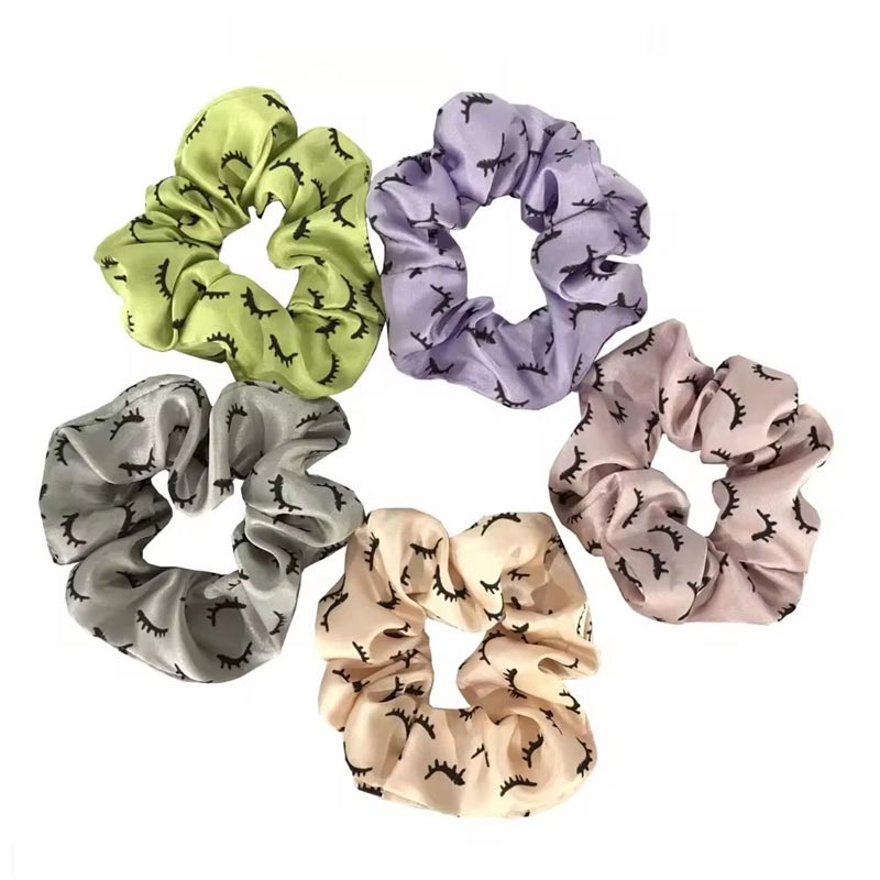 Silk Satin Eye Lash Elastic Scrunchies