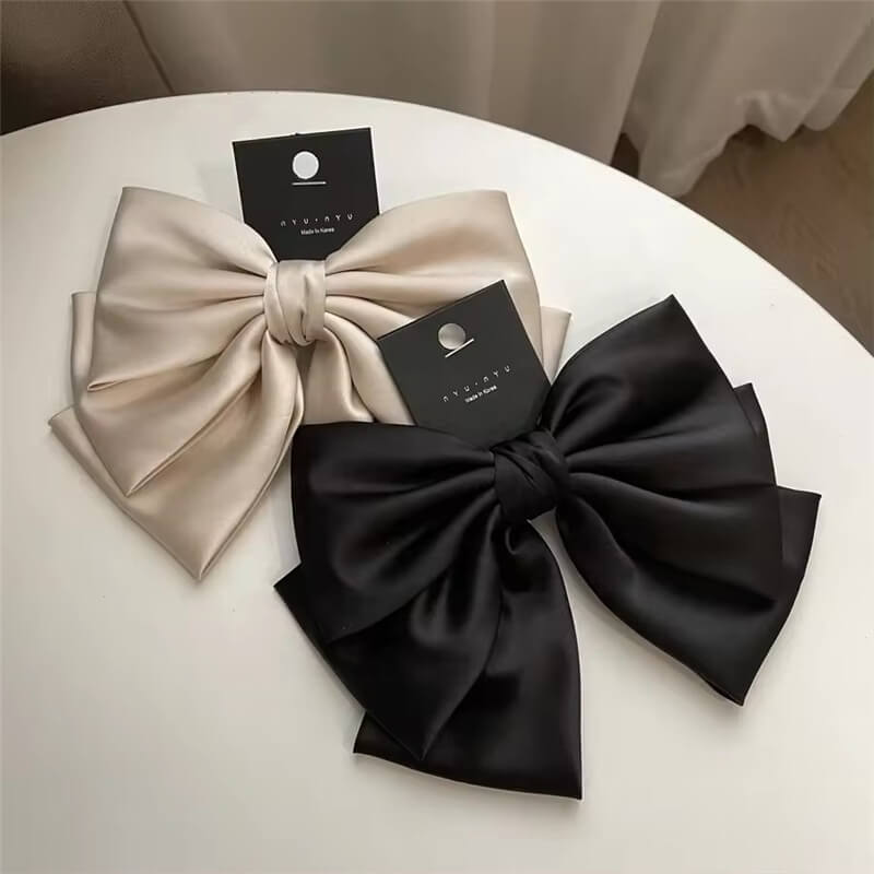 Three-Layer Oversize Satin Silk Bow Clips