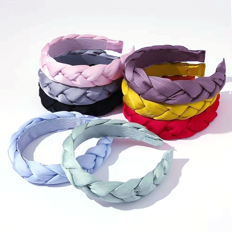 Wide Imitation Silk Fabric Braided Headband